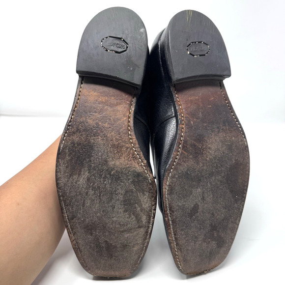 Vtg Florsheim Men’s 9D Black Leather Cap Toe Oxford Dress Vibram Flaws main image 6